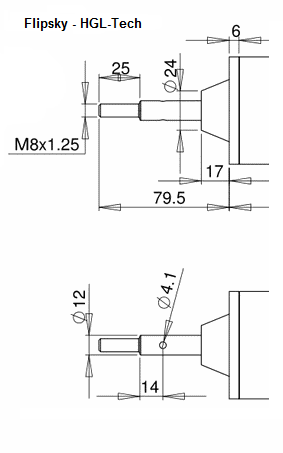 Flip HGL-Tech shaft detail 12mm-M8